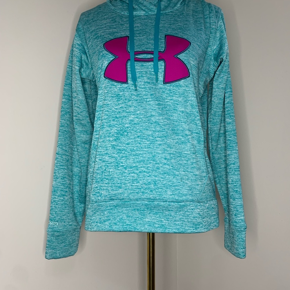 Under Armour Aqua Fleece Lined Hoodie with Magenta Emblem - Small